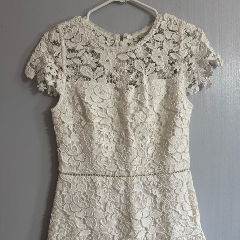 Joie Celedonia Floral Lace Scallop White Dress Size 4 - Picture 7 of 14